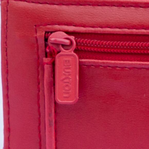 BUXTON Red Leather Crossbody Small Purse Large Organizer Wallet - Picture 8 of 11